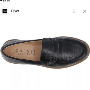 Journee Collection Black Crocodile Embossed Loafers